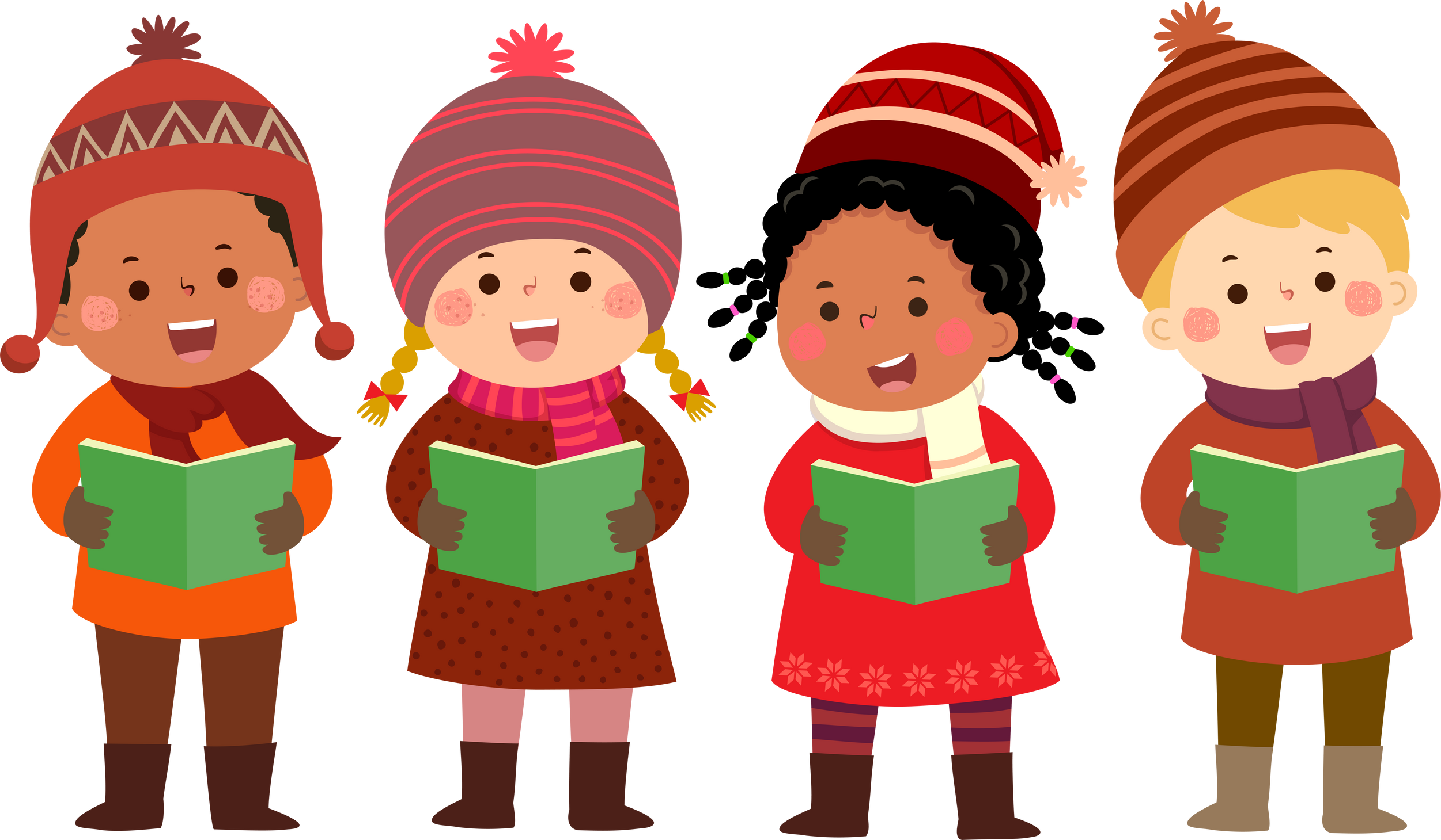 Happy kids singing Christmas Carols